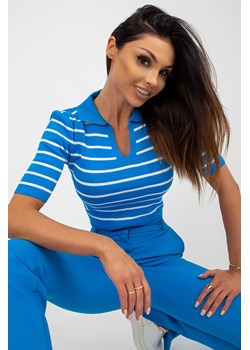 Niebieska damska bluzka polo w paski ze sklepu 5.10.15 w kategorii Bluzki damskie - zdjęcie 169720351