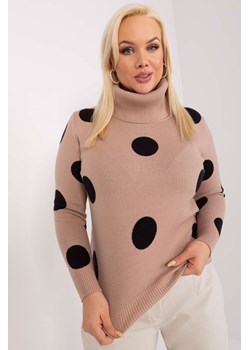Sweter plus size z długim rękawem ciemny bezowy ze sklepu 5.10.15 w kategorii Swetry damskie - zdjęcie 169720623