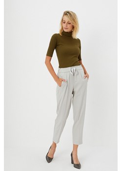 Eleganckie spodnie z wiązaniem w pasie - szare ze sklepu 5.10.15 w kategorii Spodnie damskie - zdjęcie 169720682