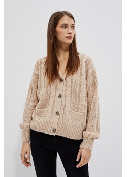 Beżowy damski sweter rozpinany w warkoczowy splot ze sklepu 5.10.15 w kategorii Swetry damskie - zdjęcie 169720754