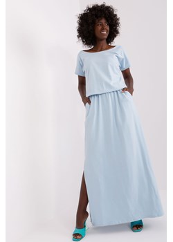 Jasnoniebieska sukienka damska na co dzień z rozcięciem ze sklepu 5.10.15 w kategorii Sukienki - zdjęcie 169720771