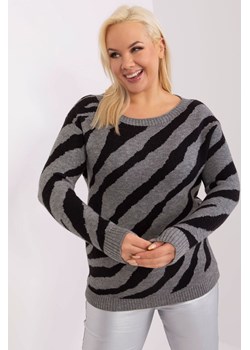 Sweter plus size ze zwierzęcym motywem szaro-czarny ze sklepu 5.10.15 w kategorii Swetry damskie - zdjęcie 169720904
