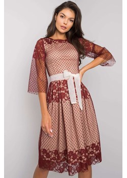 Bordowa elegancka sukienka damska ze sklepu 5.10.15 w kategorii Sukienki - zdjęcie 169721150