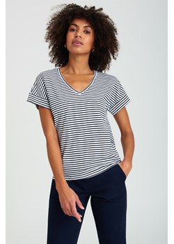 T-shirt damski w paski z dekoltem w serek ze sklepu 5.10.15 w kategorii Bluzki damskie - zdjęcie 169721252