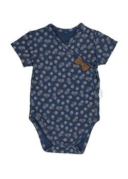 Bawełniany kopertowe body z krótkim rękawem z kwiecistym wzorkiem - granatowy ze sklepu 5.10.15 w kategorii Body niemowlęce - zdjęcie 169721331