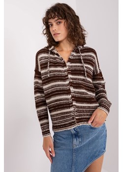 Brązowo-beżowy sweter damski rozpinany z kapturem ze sklepu 5.10.15 w kategorii Swetry damskie - zdjęcie 169721351