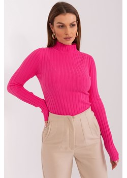 Sweter damski w szeroki prążek ciemny różowy ze sklepu 5.10.15 w kategorii Swetry damskie - zdjęcie 169721632