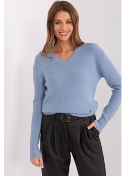 Sweter z dzianiny z wiskozą szaro-niebieski ze sklepu 5.10.15 w kategorii Swetry damskie - zdjęcie 169721713