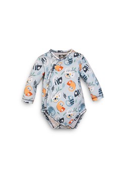 Body niemowlęce z bawełny organicznej dla chłopca we wzorki szare  5T43AU ze sklepu 5.10.15 w kategorii Body niemowlęce - zdjęcie 169721741