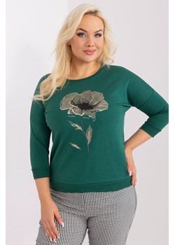 Damska bluzka plus size z aplikacją ciemny zielony ze sklepu 5.10.15 w kategorii Bluzki damskie - zdjęcie 169721890