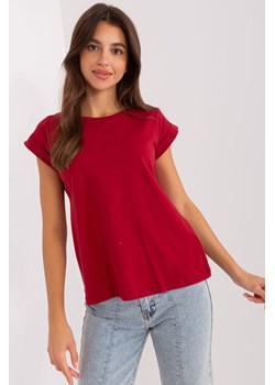 Bordowy bawełniany t-shirt damski BASIC FEEL GOOD ze sklepu 5.10.15 w kategorii Bluzki damskie - zdjęcie 169722533