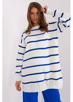 Kobaltowo-ecru sweter oversize ze ściągaczami ze sklepu 5.10.15 w kategorii Swetry damskie - zdjęcie 169722613