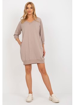 BASIC FEEL GOOD Ciemnobeżowa dresowa sukienka damska ze sklepu 5.10.15 w kategorii Sukienki - zdjęcie 169722700