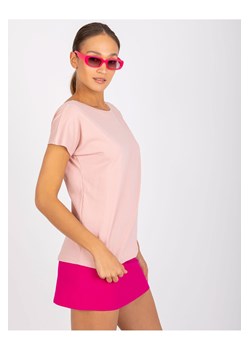 Różowy t-shirt damski z dekoltem na plecach ze sklepu 5.10.15 w kategorii Bluzki damskie - zdjęcie 169722751