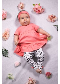 Koralowa tuniko-bluzka dziewczęca z krótkim rękawem ze sklepu 5.10.15 w kategorii Sukienki niemowlęce - zdjęcie 169722802