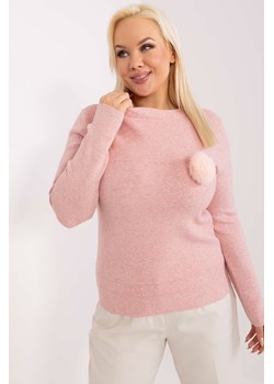 Casualowy sweter plus size z dzianiny jasny różowy ze sklepu 5.10.15 w kategorii Swetry damskie - zdjęcie 169723061