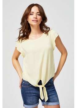 Bluzka damska koszulowa z ozdobnym wiązaniem żółta ze sklepu 5.10.15 w kategorii Bluzki damskie - zdjęcie 169723130
