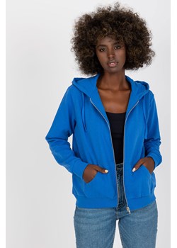 Ciemnoniebiesk rozpinana bluza basic z kapturem ze sklepu 5.10.15 w kategorii Bluzy damskie - zdjęcie 169723141