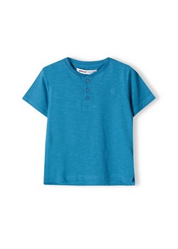 Niebieski t-shirt bawełniany basic dla niemowlaka z guzikami ze sklepu 5.10.15 w kategorii Koszulki niemowlęce - zdjęcie 169723151