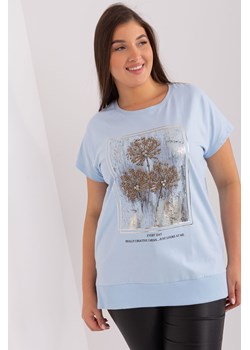 Jasnoniebieska bawełniana bluzka damska plus size ze sklepu 5.10.15 w kategorii Bluzki damskie - zdjęcie 169723172