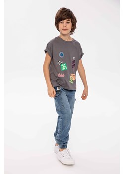 Szary t-shirt bawełniany dla chłopca z nadrukiem ze sklepu 5.10.15 w kategorii T-shirty chłopięce - zdjęcie 169723341