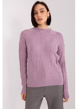 Sweter damski z warkoczami i długim rękawem fioletowy ze sklepu 5.10.15 w kategorii Swetry damskie - zdjęcie 169723680