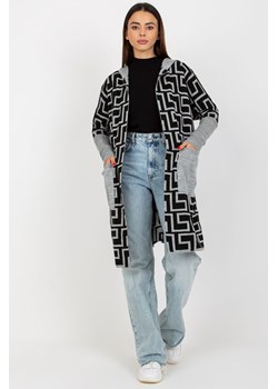 Szaro-czarny wzorzysty kardigan z kieszeniami ze sklepu 5.10.15 w kategorii Swetry damskie - zdjęcie 169723684