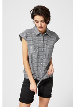 Koszula damska rozpinana z ozdobnym wiązaniem w czarno-białą kratkę ze sklepu 5.10.15 w kategorii Koszule damskie - zdjęcie 169723780