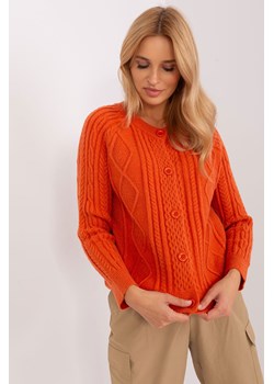 Pomarańczowy sweter damski na guziki ze sklepu 5.10.15 w kategorii Swetry damskie - zdjęcie 169723781