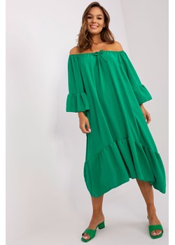 Zielona midi sukienka oversize z falbaną ze sklepu 5.10.15 w kategorii Sukienki - zdjęcie 169723792