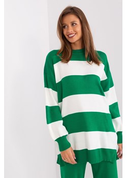 Zielono-ecru sweter oversize w szerokie paski ze sklepu 5.10.15 w kategorii Swetry damskie - zdjęcie 169724020