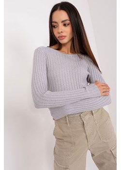 Szary damski sweter klasyczny z wiskozą ze sklepu 5.10.15 w kategorii Swetry damskie - zdjęcie 169724051