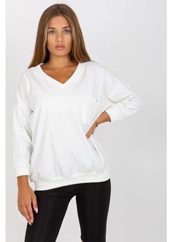 BASIC FEEL GOOD Ecru bawełniana bluzka basic z rękawem 3/4 ze sklepu 5.10.15 w kategorii Bluzki damskie - zdjęcie 169724103
