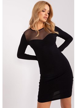 Prążkowana sukienka z siateczką czarny ze sklepu 5.10.15 w kategorii Sukienki - zdjęcie 169724160