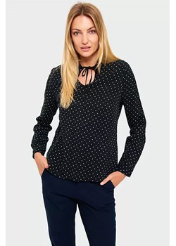 Bluzka damska z wiskozy z długim rękawem czarna w białe kropki ze sklepu 5.10.15 w kategorii Bluzki damskie - zdjęcie 169724373