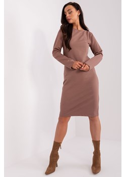 Brązowa sukienka damska dresowa z długim rękawem ze sklepu 5.10.15 w kategorii Sukienki - zdjęcie 169724622