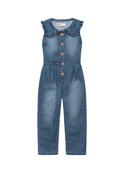 Niemowlęcy jeansowy kombinezon długi bez rękawów z ozdobnym kołnierzykiem ze sklepu 5.10.15 w kategorii Kombinezony i kurtki - zdjęcie 169724773