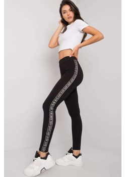 Czarne legginsy ze srebrnymi lampasami ze sklepu 5.10.15 w kategorii Spodnie damskie - zdjęcie 169724854