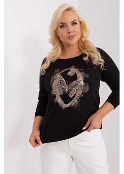 Bluzka damska plus size z nadrukiem czarny ze sklepu 5.10.15 w kategorii Bluzki damskie - zdjęcie 169725031