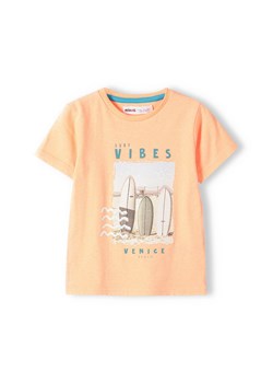 Pomarańczowa koszulka chłopięca z nadrukiem ze sklepu 5.10.15 w kategorii T-shirty chłopięce - zdjęcie 169725180