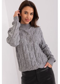 Sweter z warkoczami i półgolfem ciemny szary ze sklepu 5.10.15 w kategorii Swetry damskie - zdjęcie 169725394