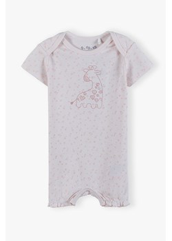 Różowy rampers niemowlęcy - różowy z żyrafą ze sklepu 5.10.15 w kategorii Rampersy - zdjęcie 169725472