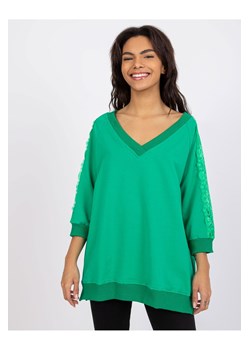 Bluzka damska z koronkowymi wstawkami na rękawach - zielona ze sklepu 5.10.15 w kategorii Bluzki damskie - zdjęcie 169725703