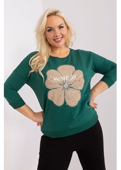Damska bluzka plus size z bawełny ciemny zielony ze sklepu 5.10.15 w kategorii Bluzki damskie - zdjęcie 169725753