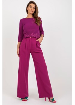 Fuksjowe garniturowe spodnie z materiału high waist ze sklepu 5.10.15 w kategorii Spodnie damskie - zdjęcie 169726020