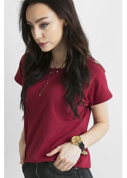 Gładki t-shirt bawełniany damski - bordowy ze sklepu 5.10.15 w kategorii Bluzki damskie - zdjęcie 169726172