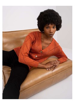 Sweter damski w ozdobny wzór pomarańczowy ze sklepu 5.10.15 w kategorii Swetry damskie - zdjęcie 169726324