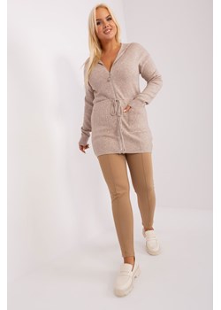 Beżowy długi sweter plus size z suwakiem ze sklepu 5.10.15 w kategorii Swetry damskie - zdjęcie 169726330