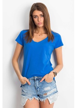 T-shirt damski w serek niebieski ze sklepu 5.10.15 w kategorii Bluzki damskie - zdjęcie 169726500
