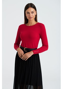 Czerwony gładki sweter damski ze sklepu 5.10.15 w kategorii Swetry damskie - zdjęcie 169726604